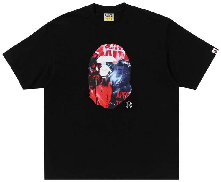 BAPE Photo Print Ape Head Relaxed Fit Tee Black