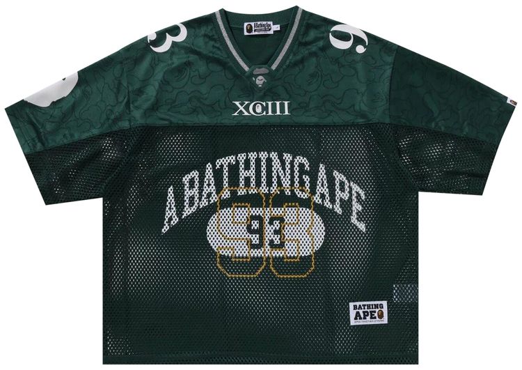BAPE Line Camo Multi Logo Relaxed Fit Football Jersey Green