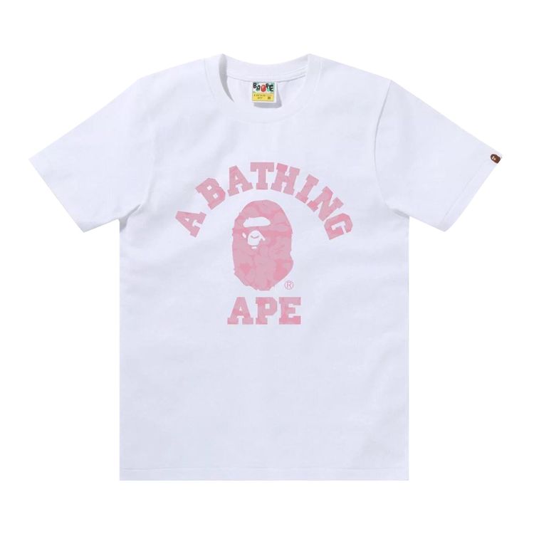 BAPE Solid Camo College Tee WhitePink