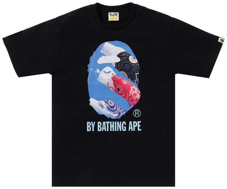 BAPE Carp Photo By Bathing Ape Tee Black
