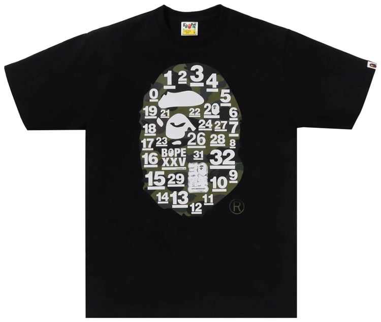 BAPE A Bathing Ape 32nd Anniversary 1st Camo Big Ape Head Tee BlackGreen