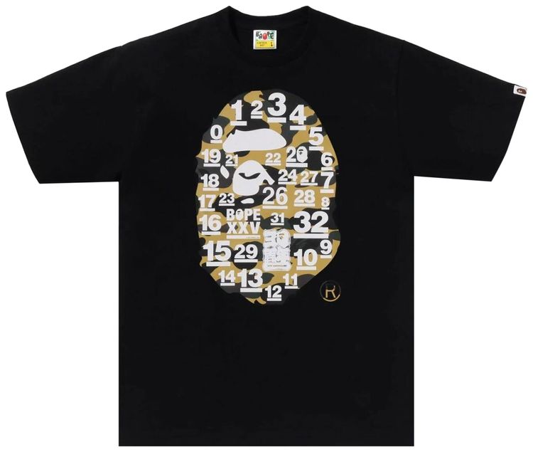 BAPE A Bathing Ape 32nd Anniversary 1st Camo Big Ape Head Tee BlackYellow