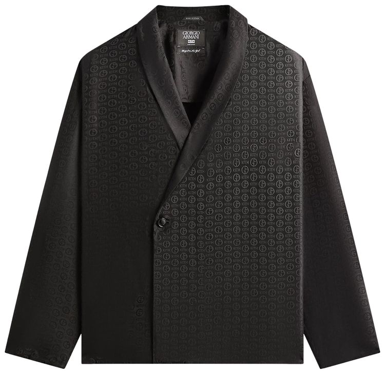 Kith x Giorgio Armani Monogram Long Sleeve Thompson Crossover Shirt Black