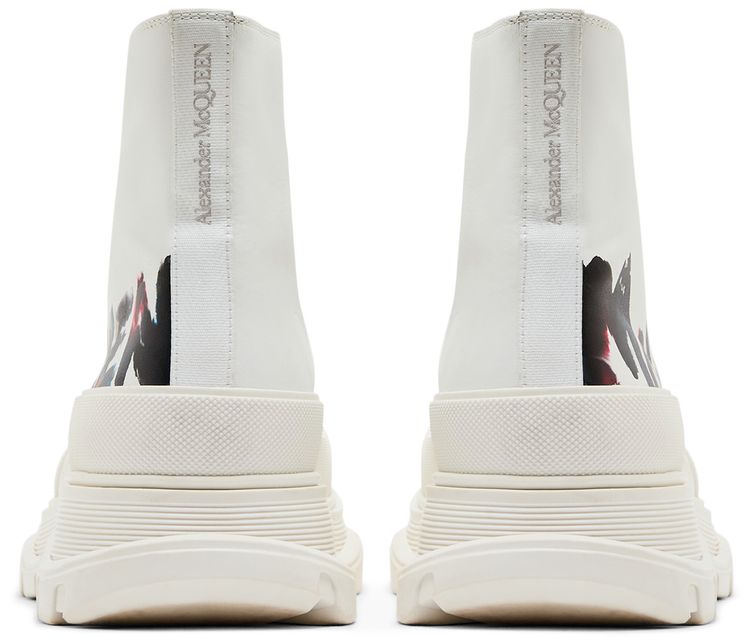 Alexander McQueen Tread Slick Boot Graffiti Logo   White Multi Color