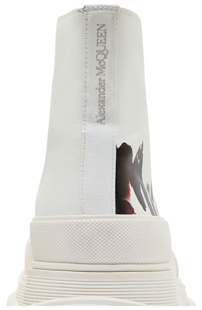 Alexander McQueen Tread Slick Boot Graffiti Logo   White Multi Color
