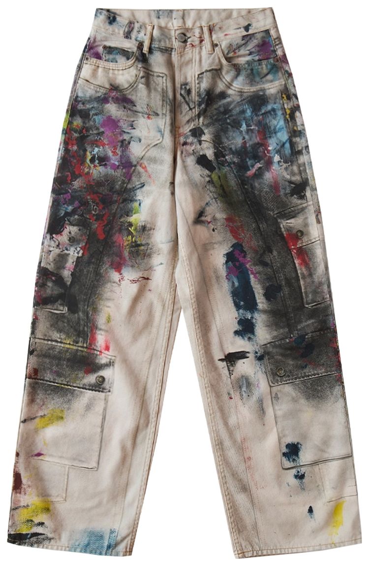 Acne Studios 1981 Baggy Fit Jeans WhiteMulticolor