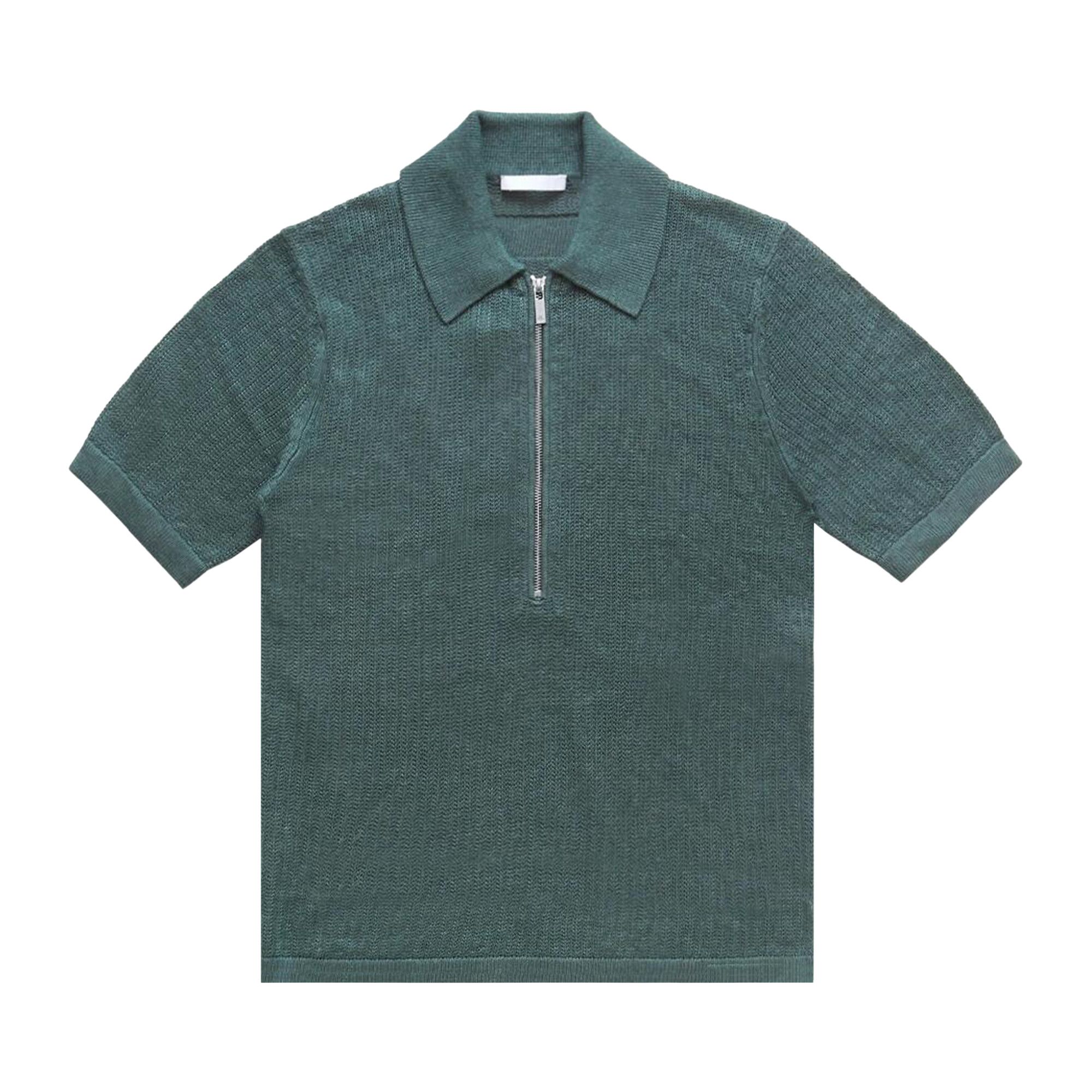 Buy Helmut Lang Short-Sleeve Zip Polo 'Green' - P05HM701 2GI GREE
