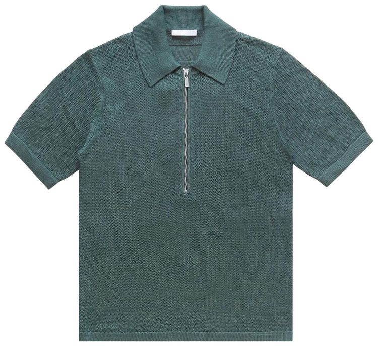 Helmut Lang Short Sleeve Zip Polo Green