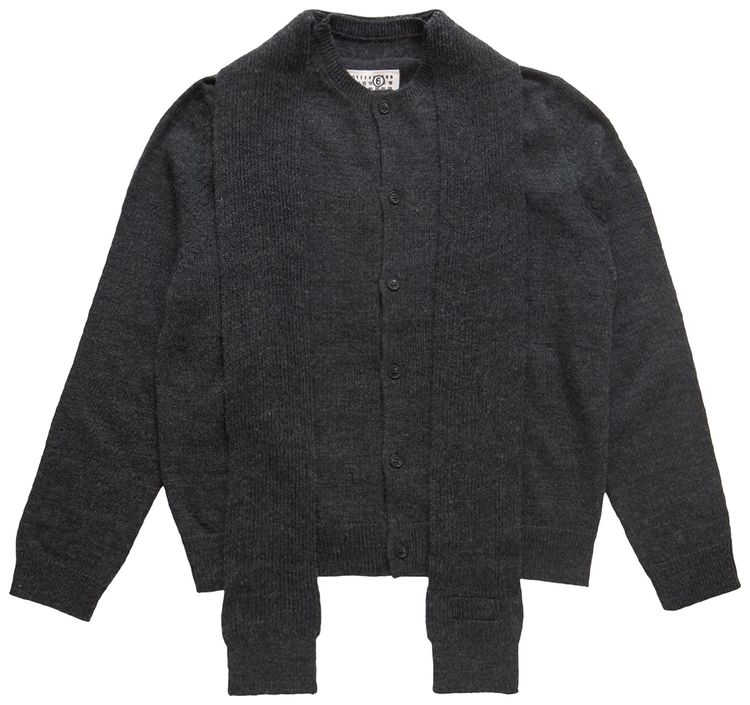 MM6 Maison Margiela Integrated Scarf Cardigan Dark Grey Melange