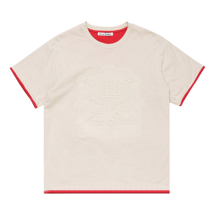Acne Studios Embossed Logo T Shirt WhiteRed