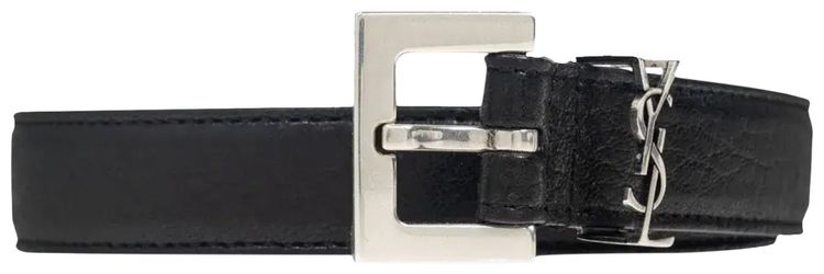 Saint Laurent Logo Plaque Buckled Belt Black