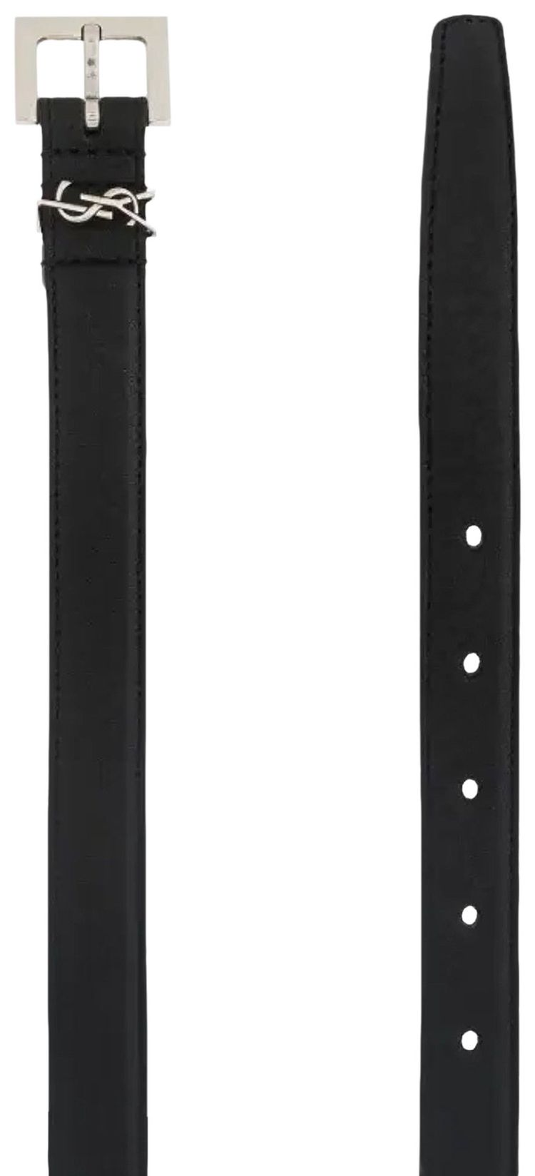 Saint Laurent Logo Plaque Buckled Belt Black