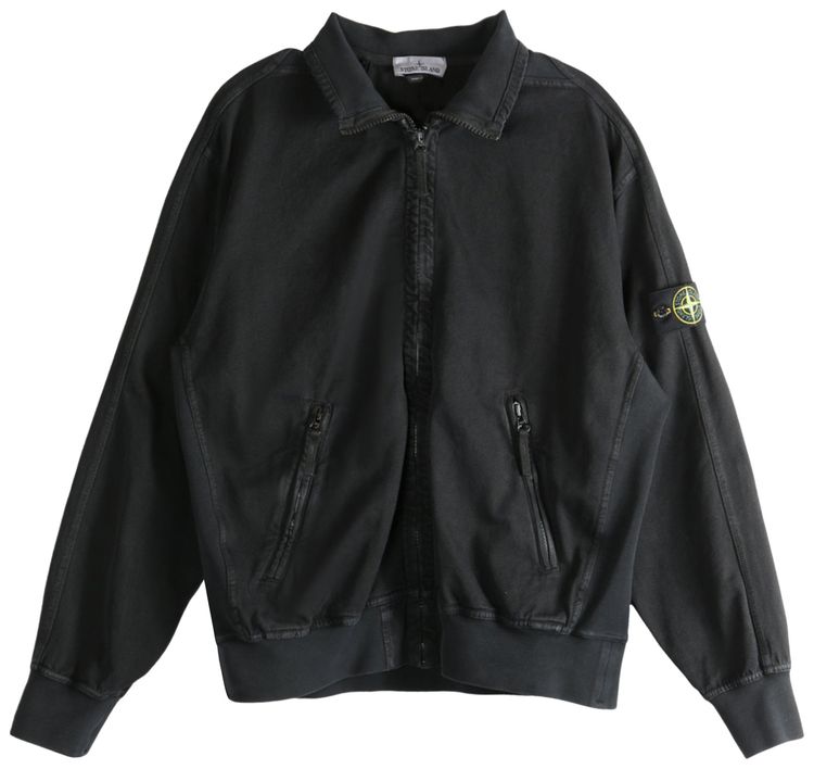Stone Island Timeless High Collar Zip Up Cardigan Black