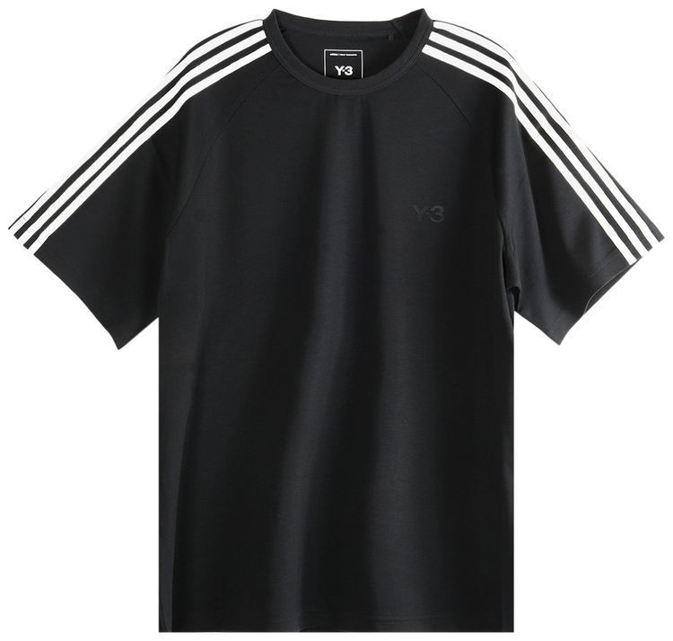 Y 3 3 Stripes Short Sleeve Tee Black