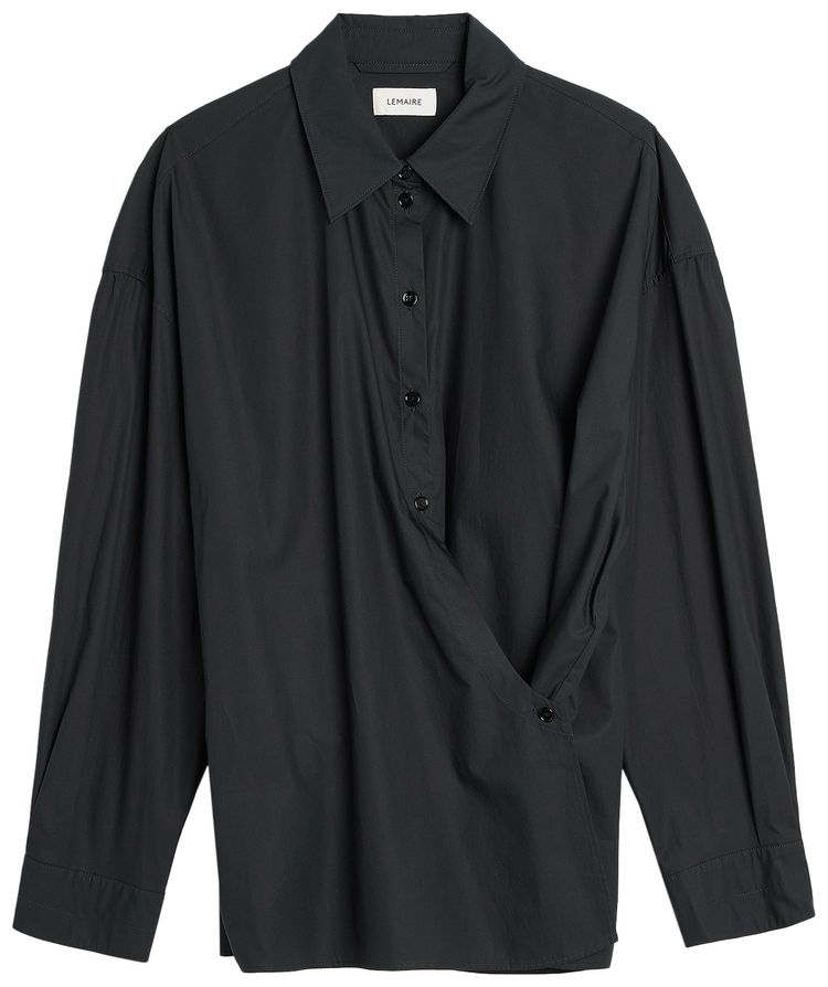 Lemaire Straight Collar Twisted Shirt Jet Black