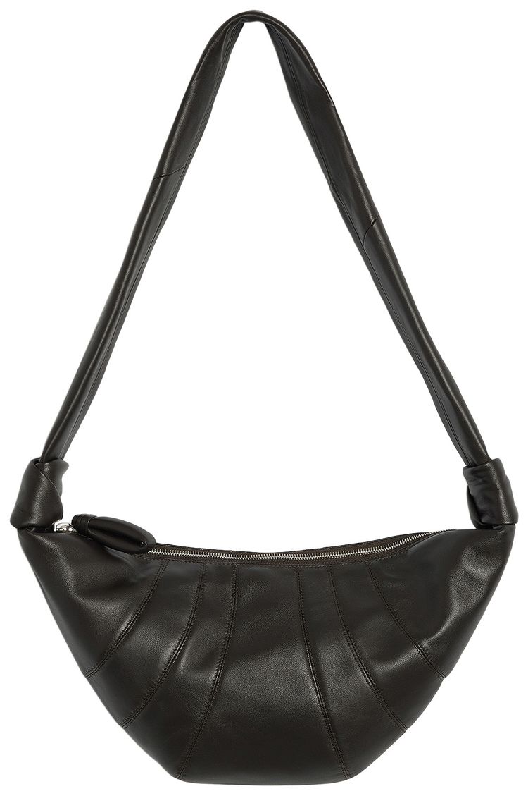 Lemaire Pearls Medium Croissant Bag Dark Chocolate
