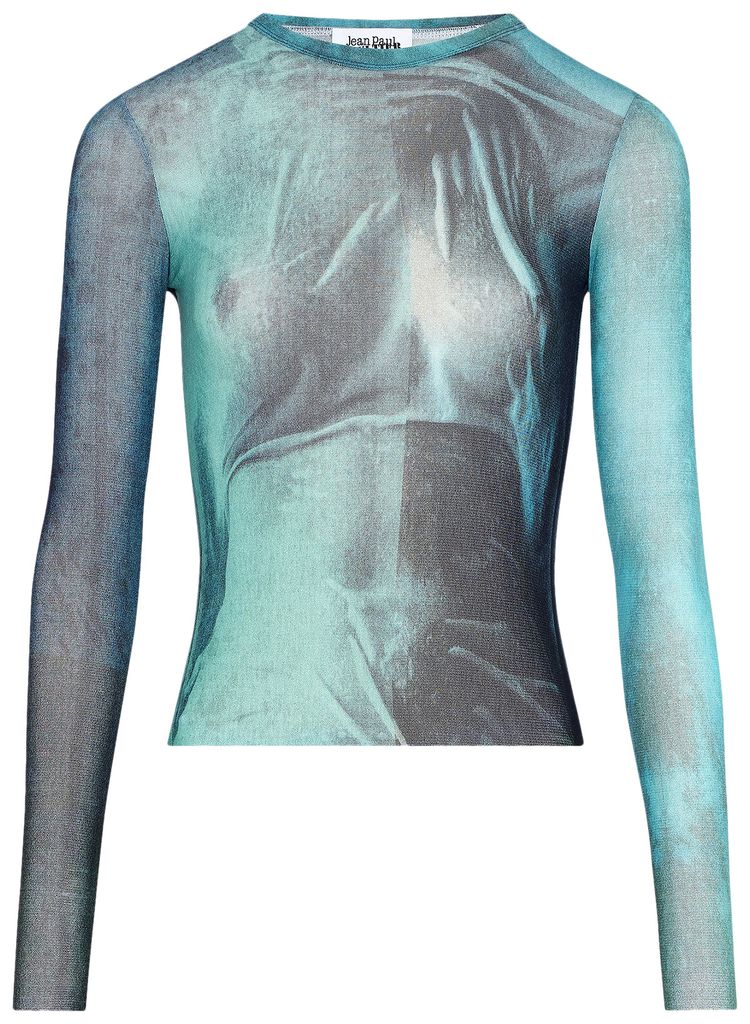 Jean Paul Gaultier Water Printed Long Sleeve Top IndigoVintage Blue