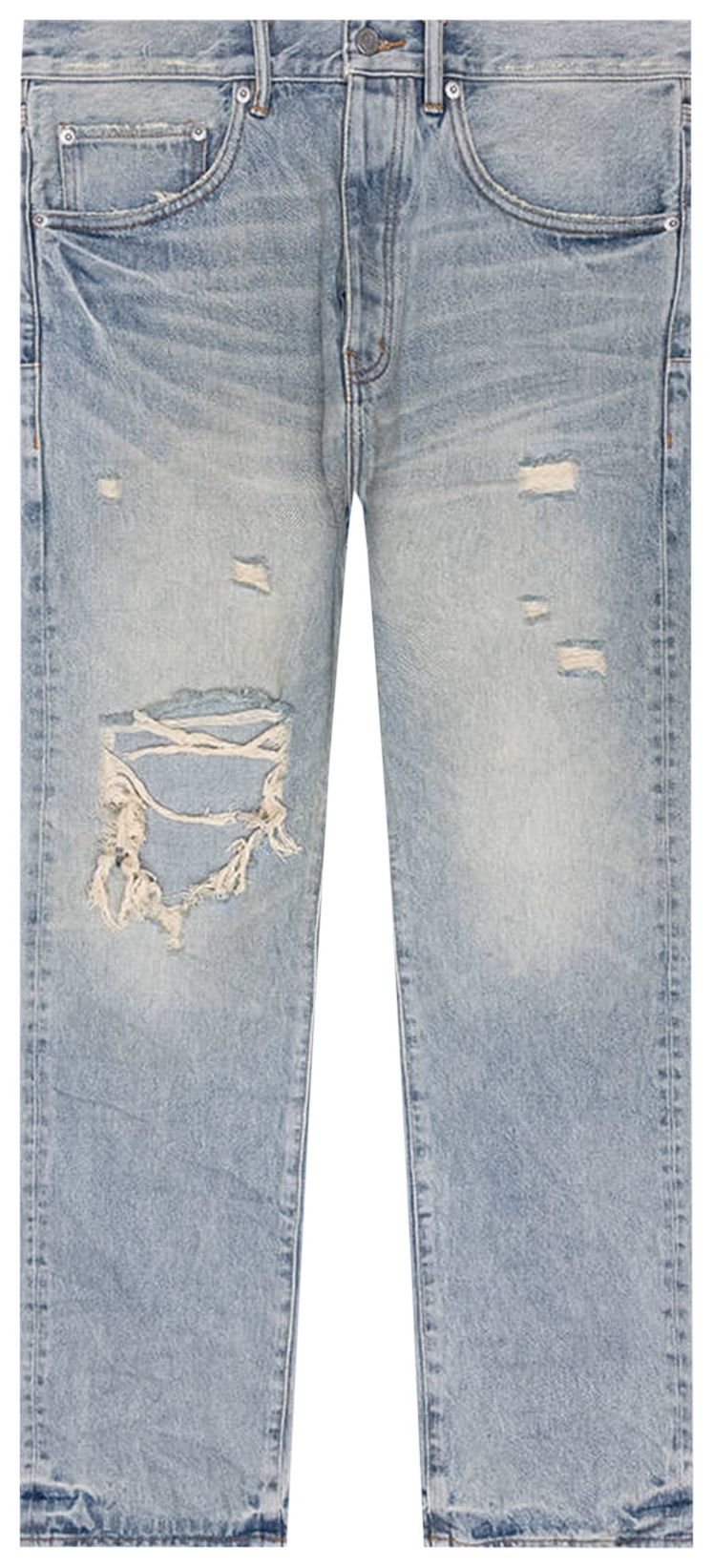 PURPLE BRAND Knee Blowout Dirty Jeans Light Indigo