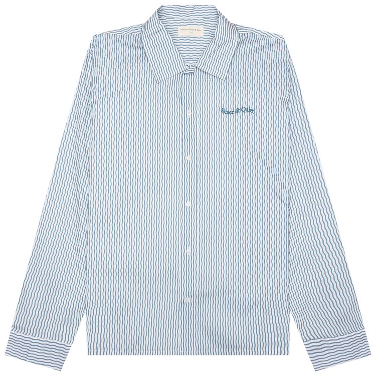 Museum of Peace  Quiet Wordmark Poplin Button Up Baby Blue