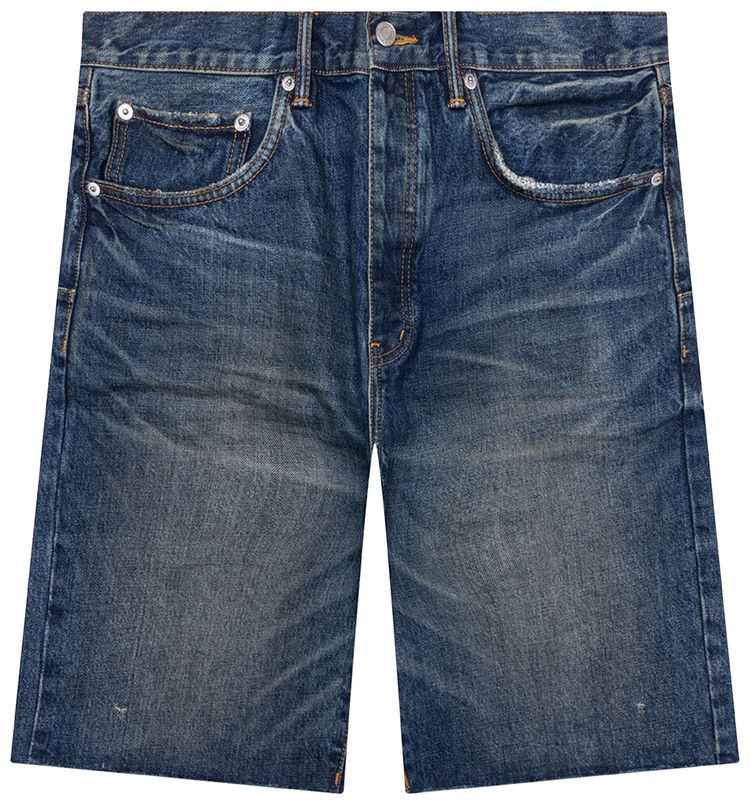 PURPLE BRAND Worn Vintage Shorts Mid Indigo