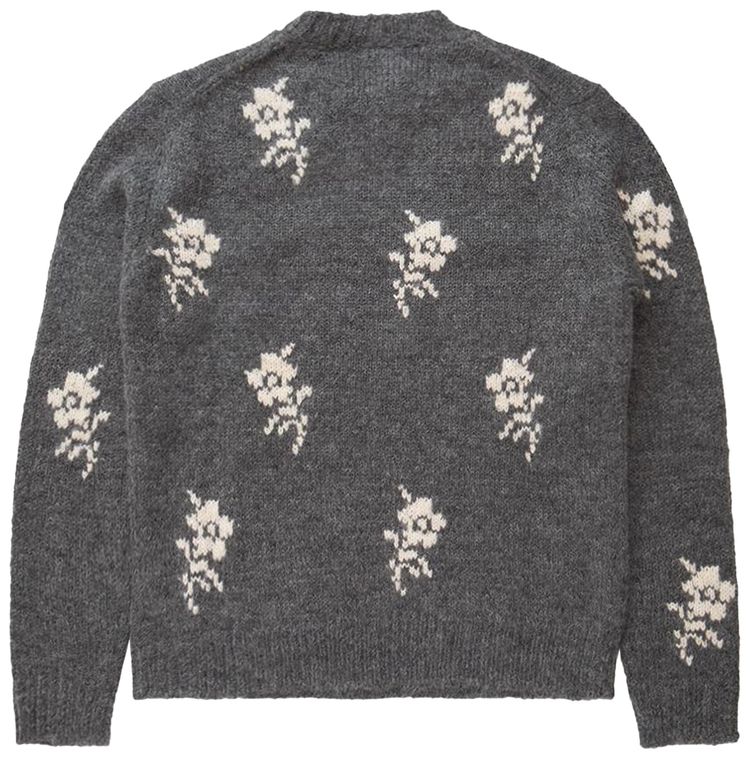 Jil Sander Flowers Intarsia Crewneck Sweater Moonless Night