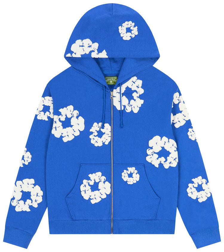 Denim Tears Cotton Wreath Zip Hoodie Blue