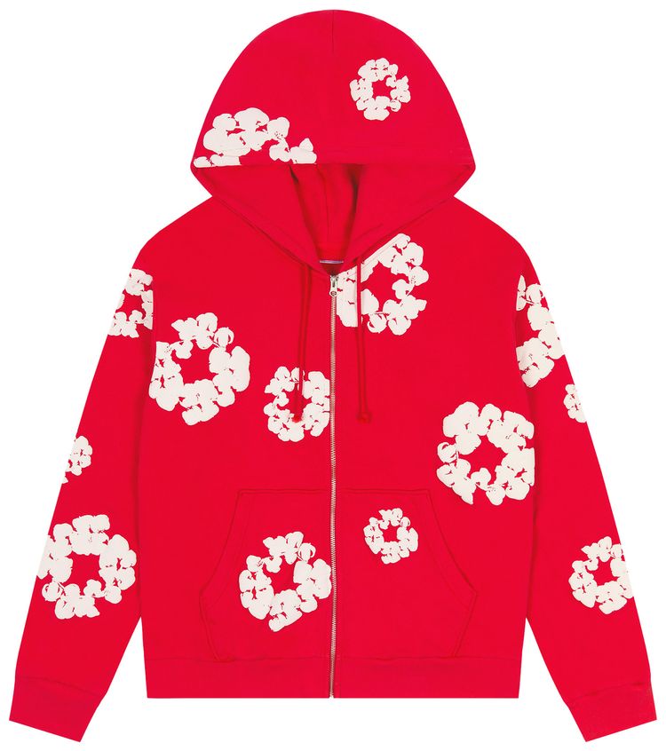 Denim Tears Cotton Wreath Zip Hoodie Red