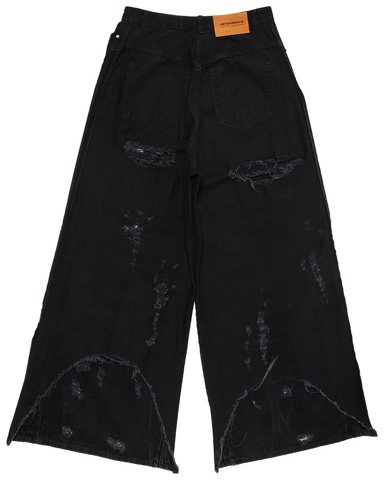 Vetements Destroyed Inside Out Baggy Jeans Black