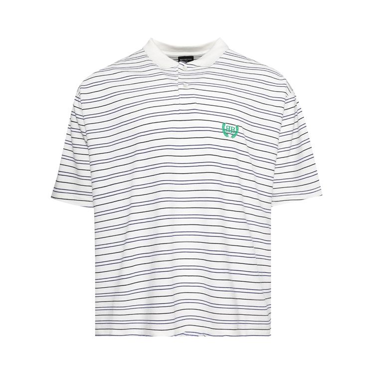 Balenciaga Striped Polo Shirt WhiteBlue