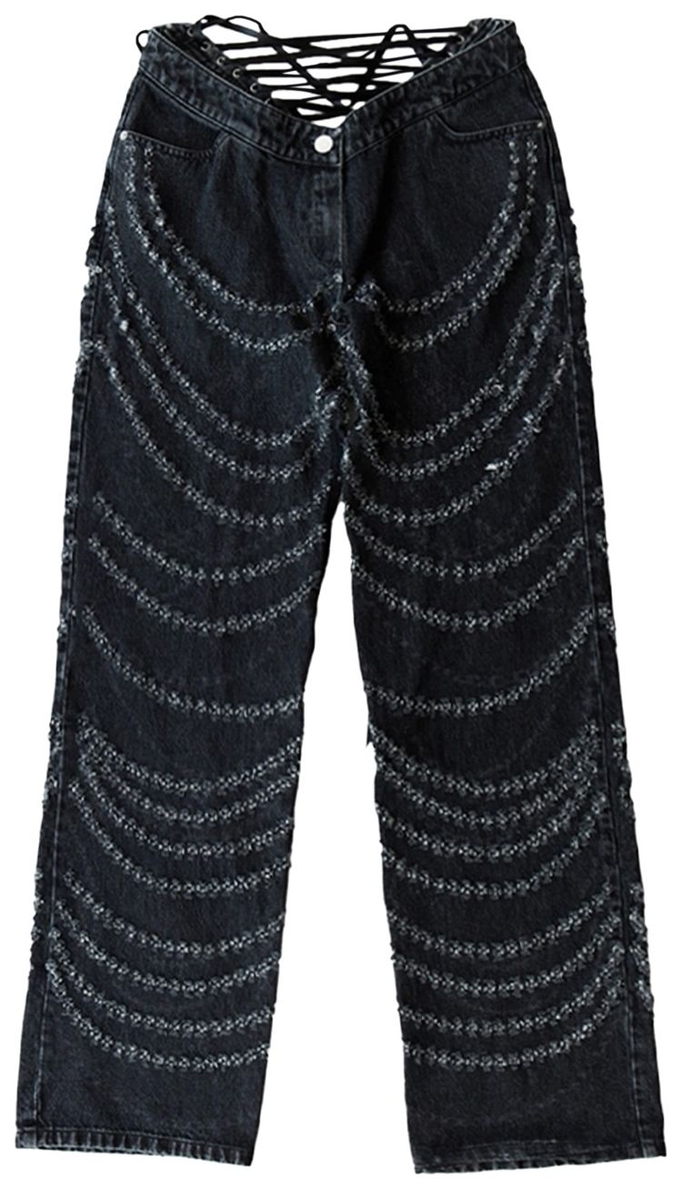 Dilara Findikoglu Dressing For Pleasure Eyelet Laced Jeans Grey