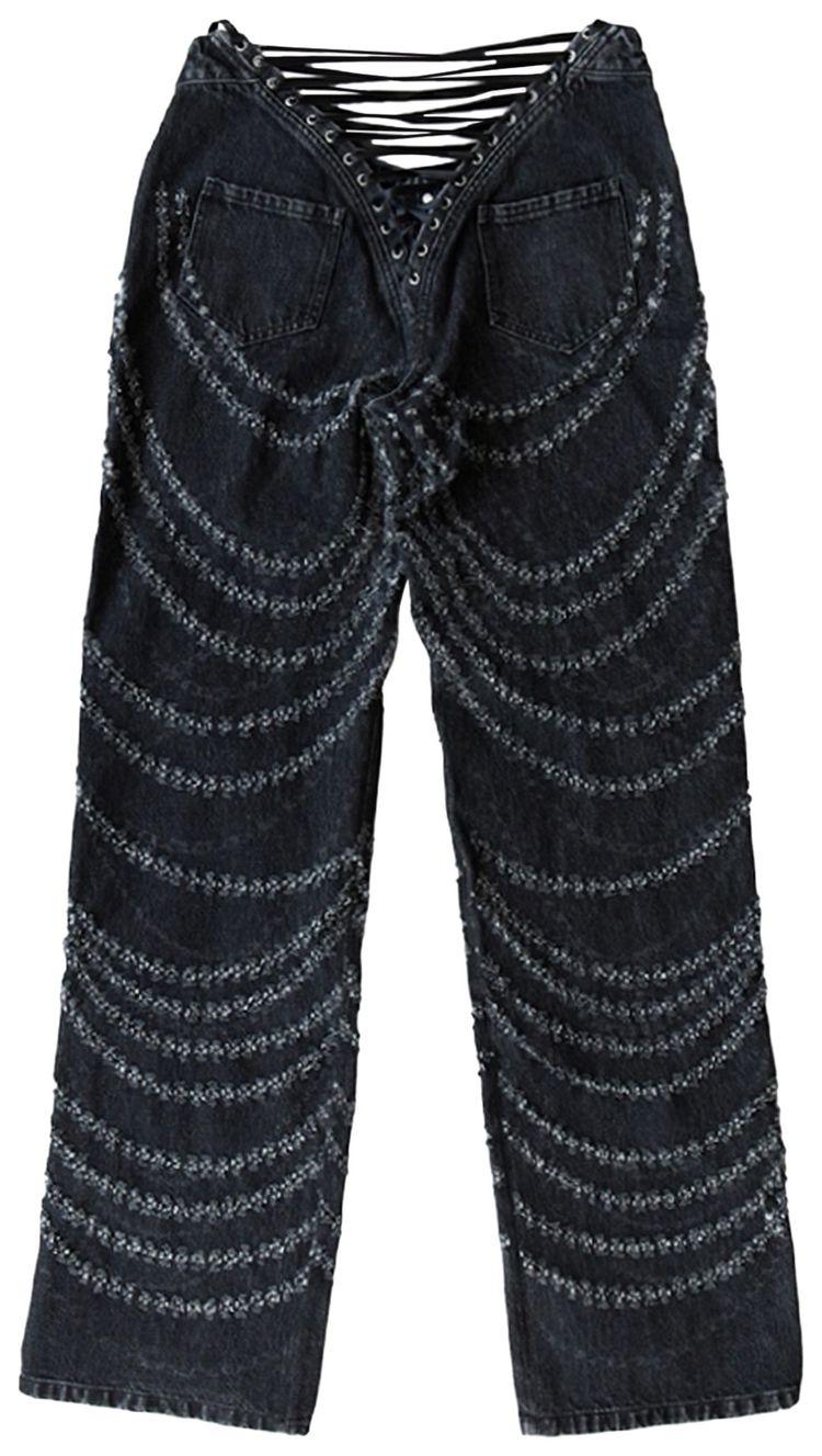 Dilara Findikoglu Dressing For Pleasure Eyelet Laced Jeans Grey