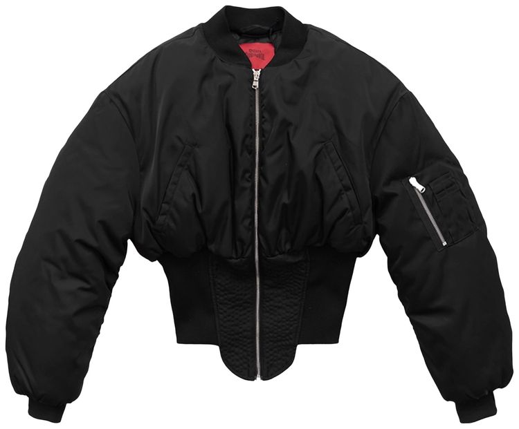Dilara Findikoglu Corseted Regeneration Bomber Jacket Black