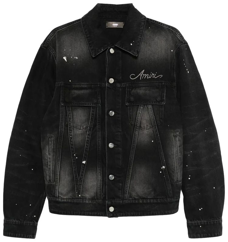 Amiri Bleach Bandana Denim Jacket Faded Black