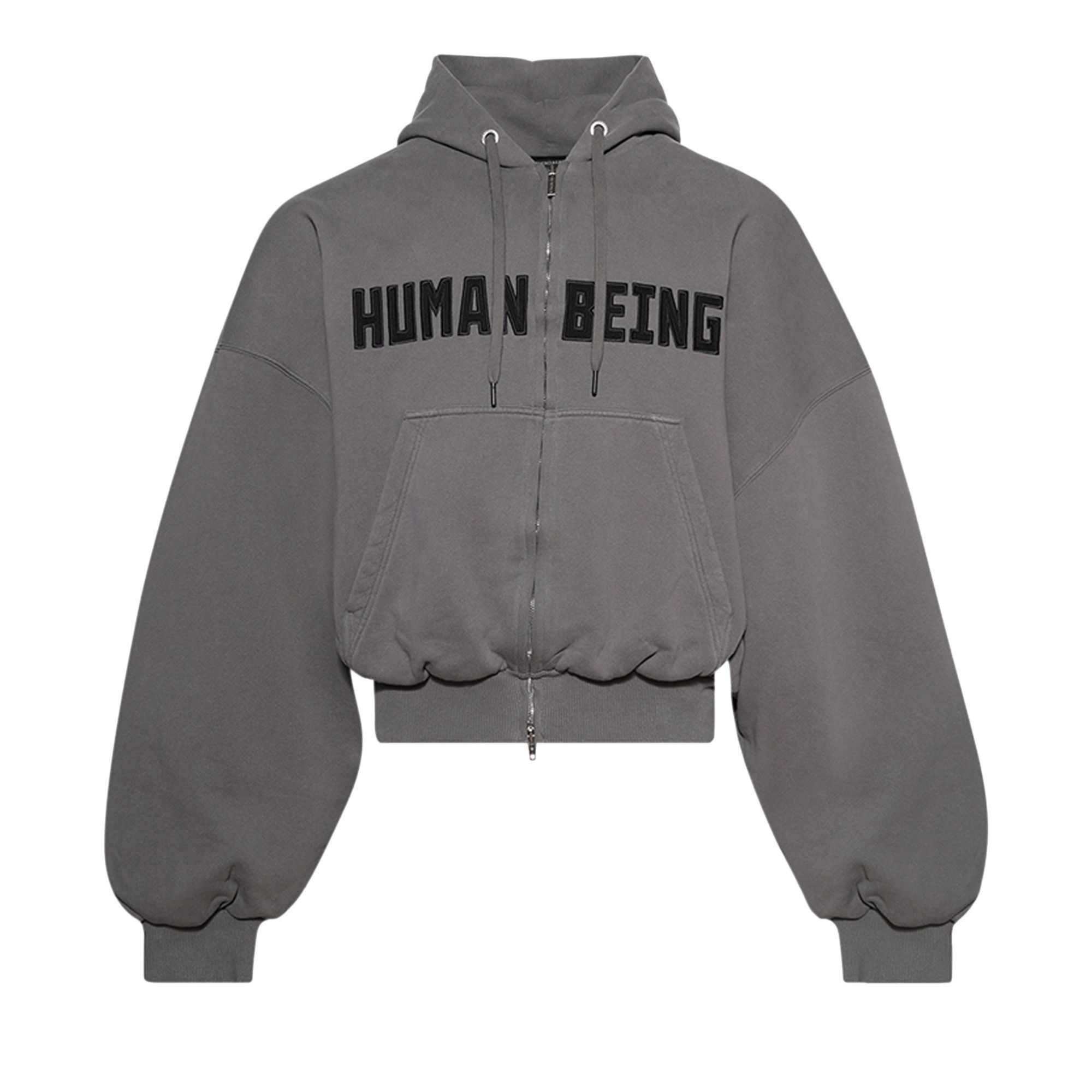 Buy Balenciaga Human Being Round Zip-Up Hoodie 'Dark Grey