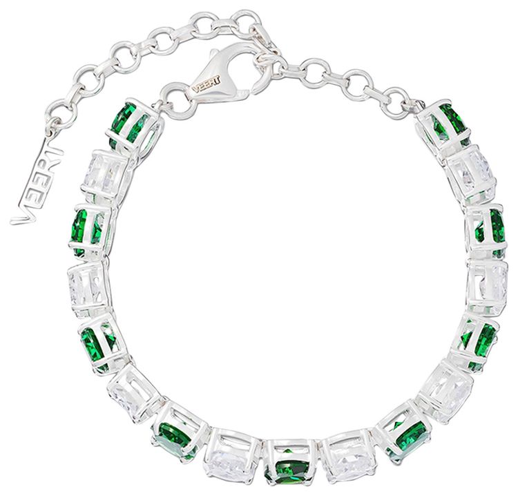 VEERT The Clear And Green Tennis Bracelet White Gold
