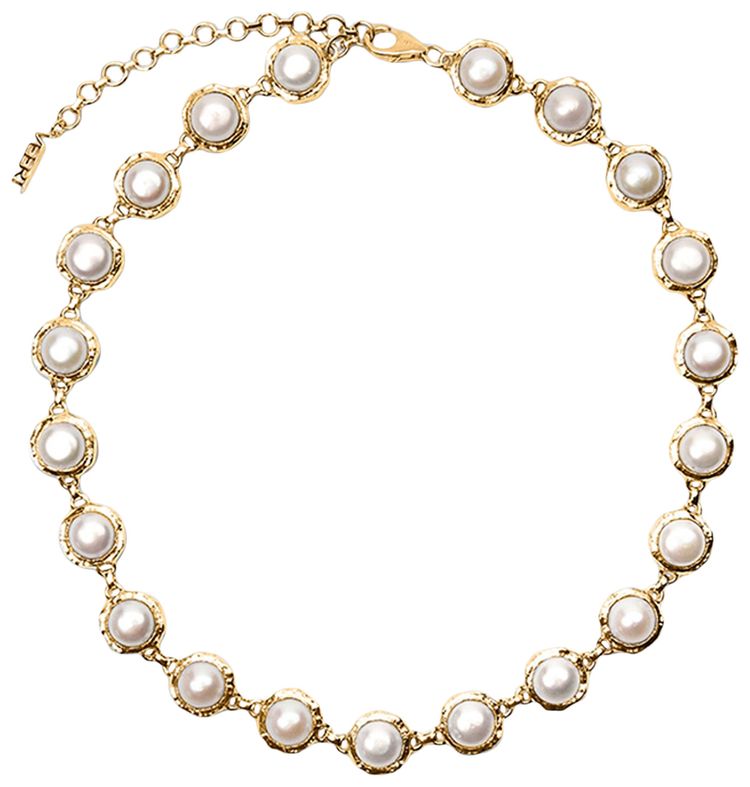 VEERT The Pearl Circle Necklace Yellow Gold