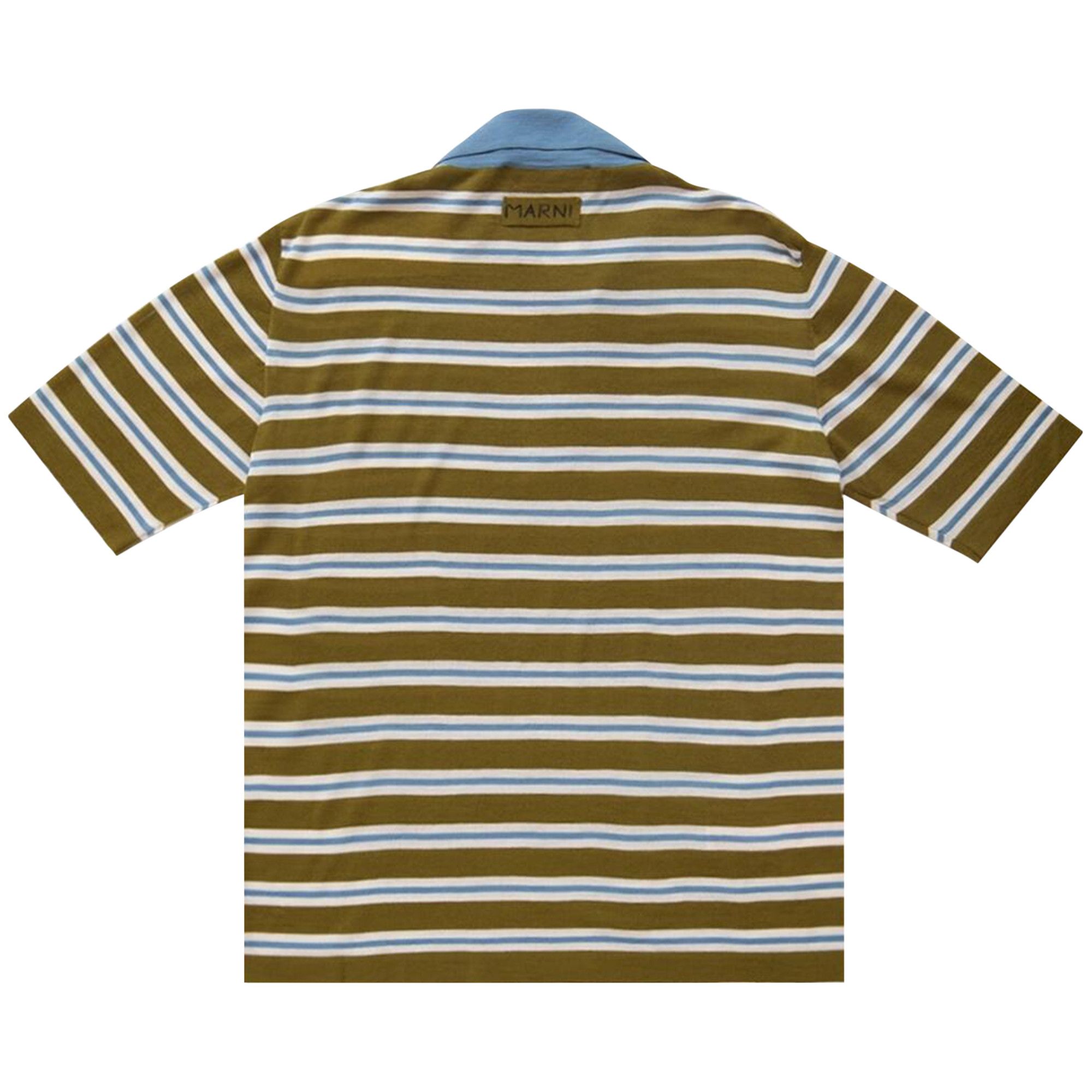 トップス Marni Logo Stripe Polo Shirt Brown and blue striped wool polo shirt | Marni