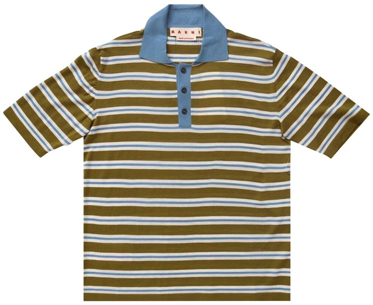 Marni Ribbed Stripe Polo Grass