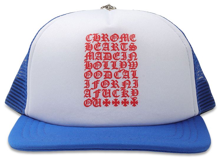 Chrome Hearts Eyechart Trucker Hat BlueWhiteRed