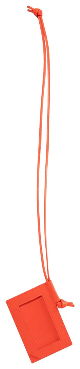 Bottega Veneta Intrecciato Stamp Badge Holder Cherry TomatoSilver