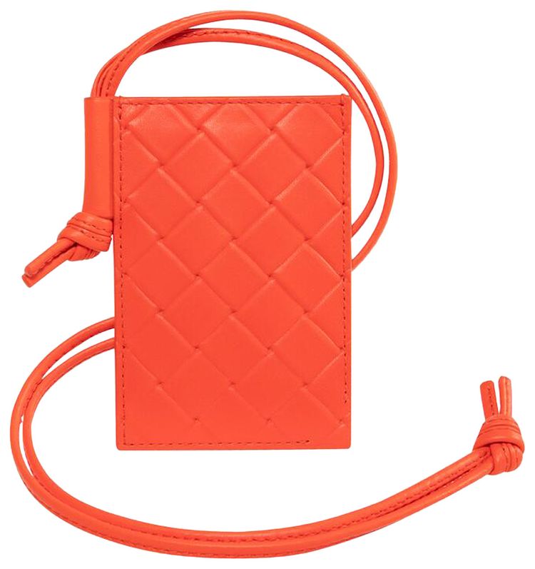 Bottega Veneta Intrecciato Stamp Badge Holder Cherry TomatoSilver