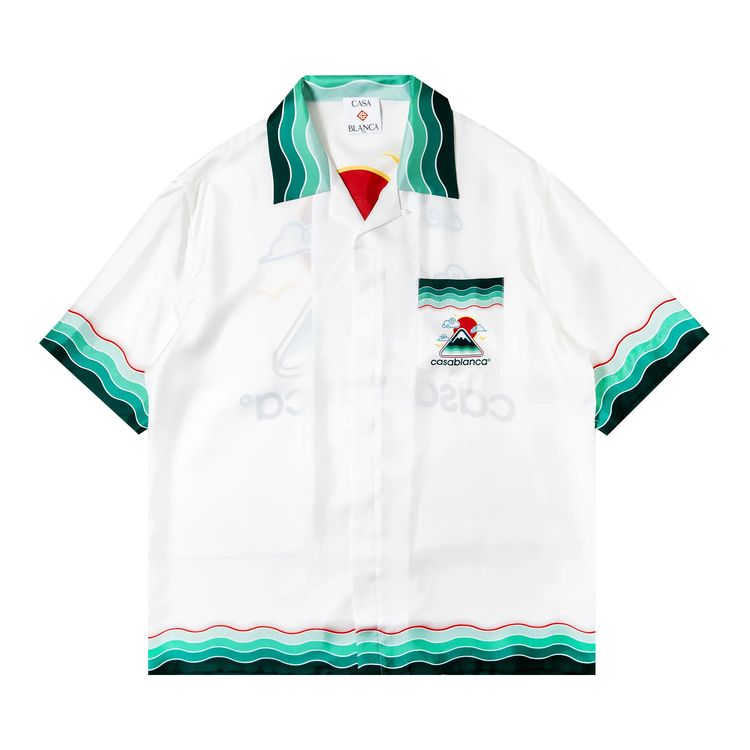 Casablanca Cuban Collar Short Sleeve Shirt Montage Ondulee
