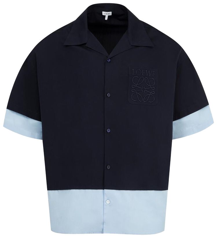 Loewe Short Sleeve Shirt Dark NavyLight Blue