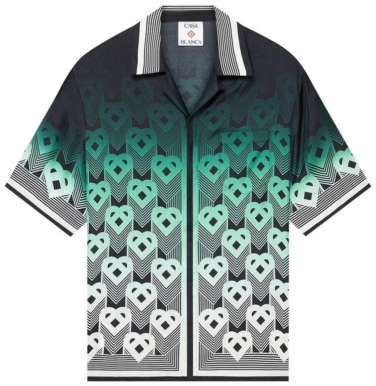 Casablanca Cuban Collar Short Sleeve Shirt Monogram Gradient