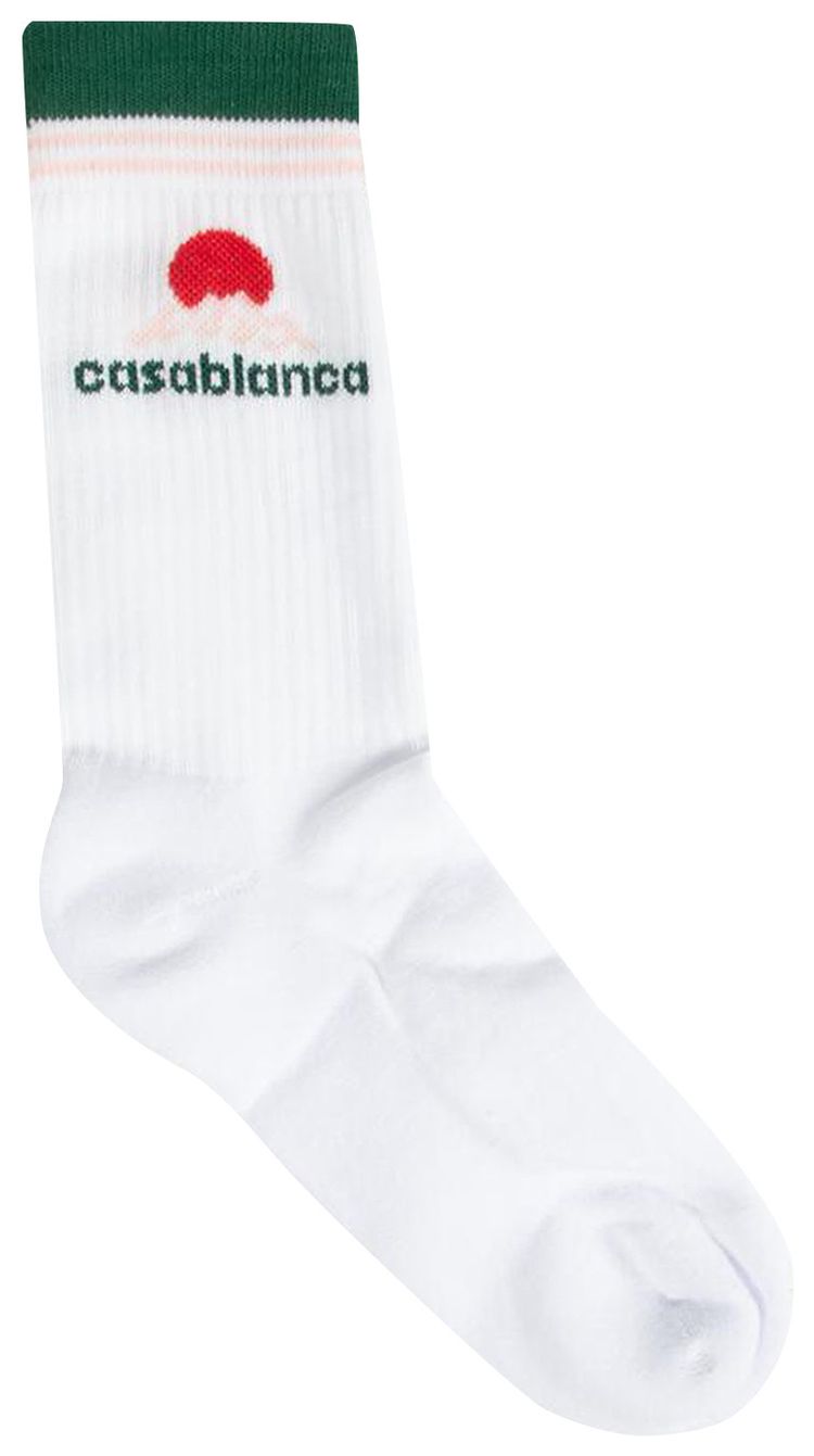 Casablanca Printed Sports Socks Montagne White