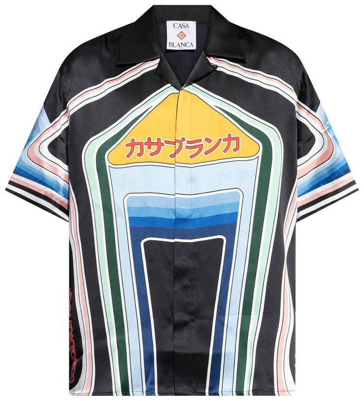 Casablanca Cuban Collar Short Sleeve Shirt Graphic Mountain