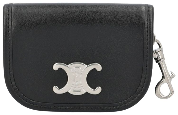 CELINE Nano Besace Triomphe Key Holder Black