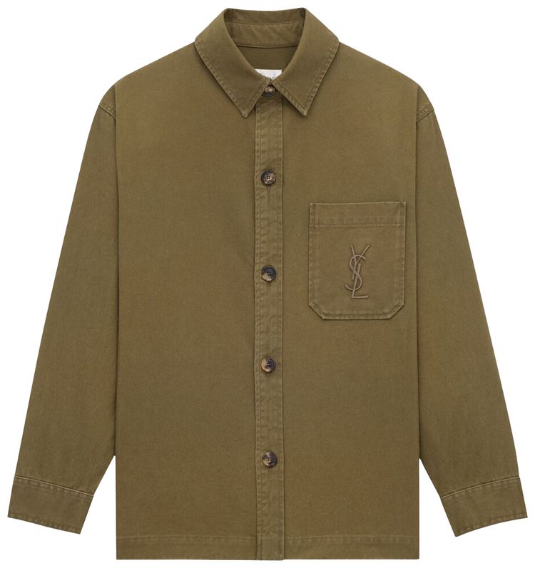Saint Laurent Solferino Overshirt Vintage Khaki