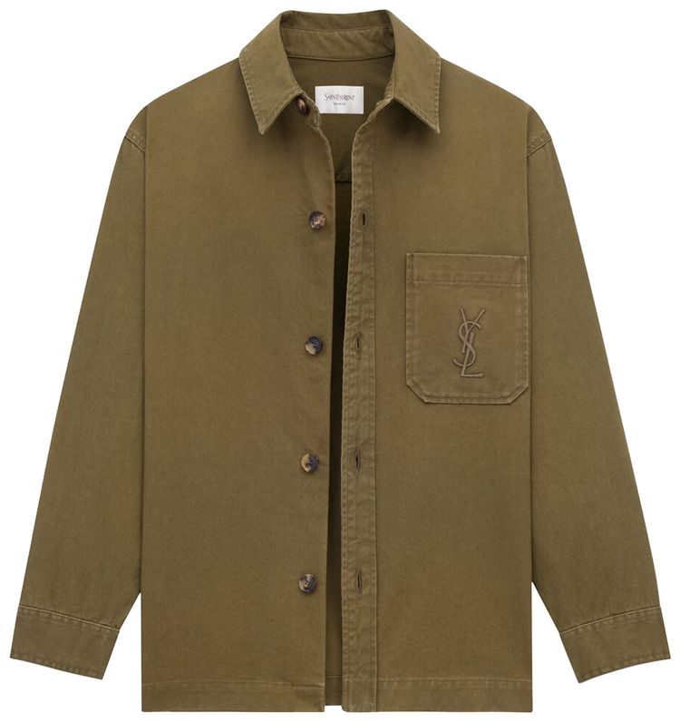Saint Laurent Solferino Overshirt Vintage Khaki
