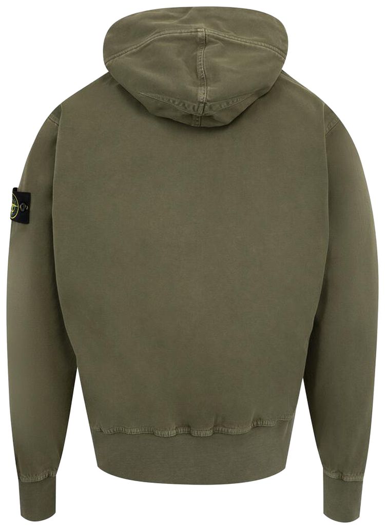 Stone Island Patch Logo Zip Hoodie Military Green